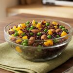 insalata di riso venere con carote e mandorle