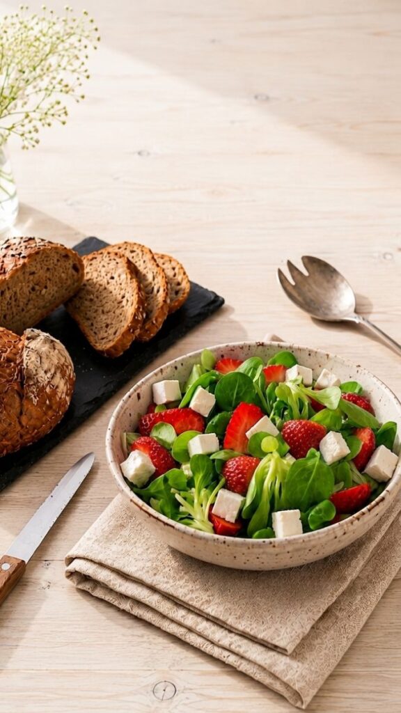 insalata valeriana feta e fragole