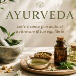 yurveda con oli naturali, erbe e strumenti per il benessere