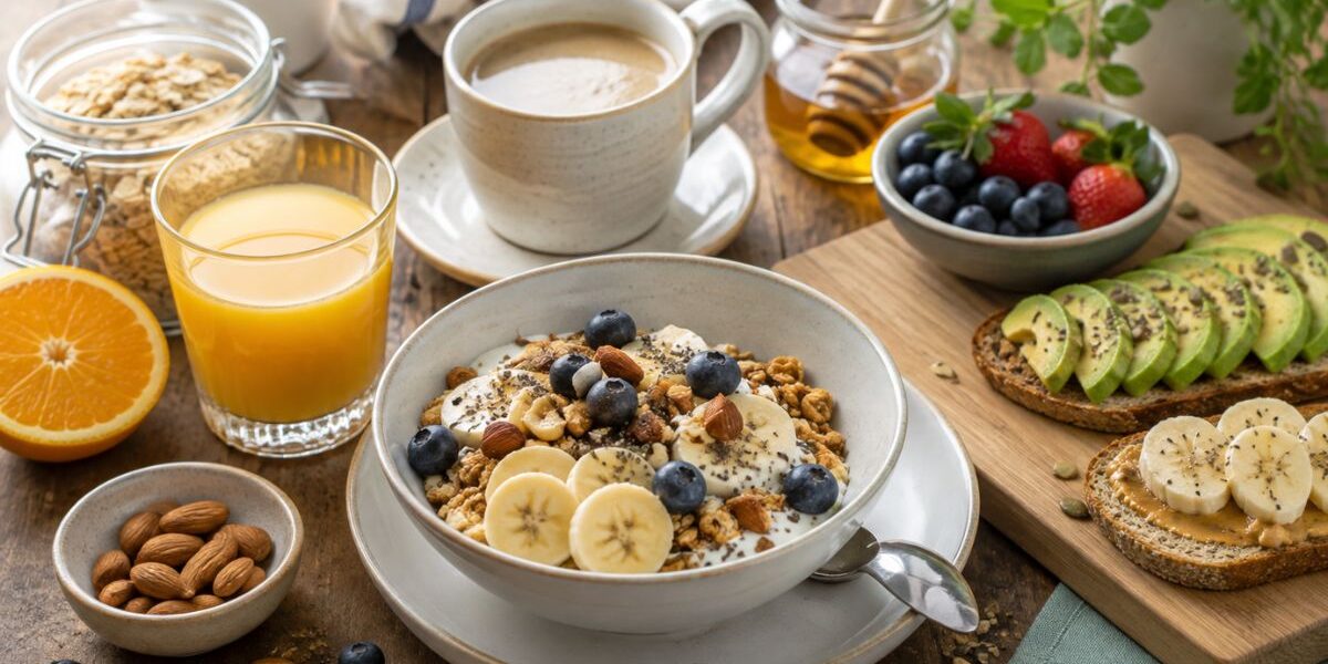 colazione sana completa con alimenti nutrienti per iniziare la giornata