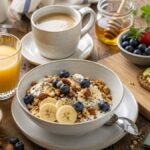 colazione sana completa con alimenti nutrienti per iniziare la giornata