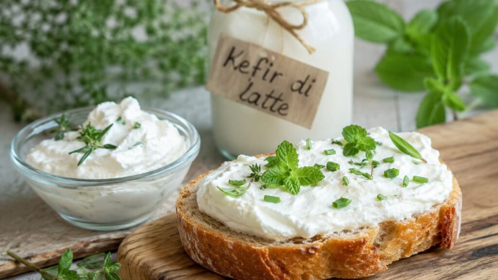 formaggio spalmabile fatto in casa con kefir di latte ed erbe aromatiche