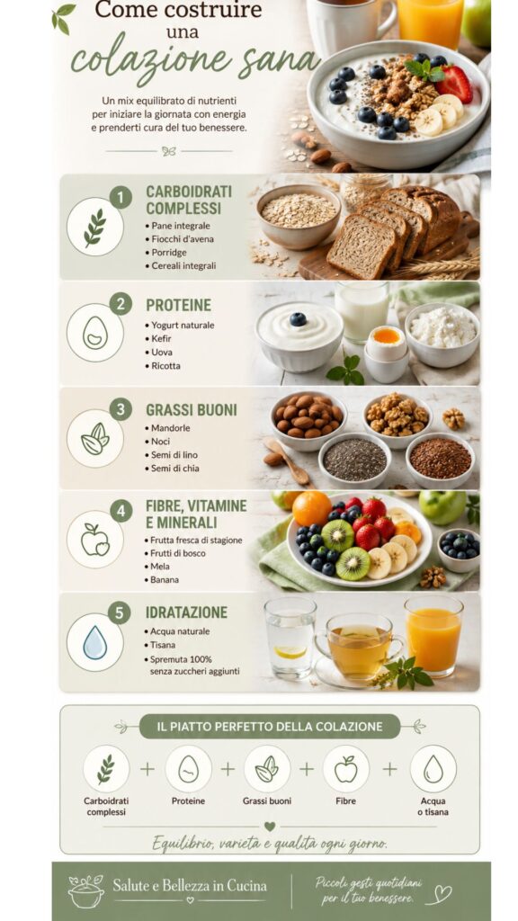 infografica su come costruire una colazione sana ed equilibrata