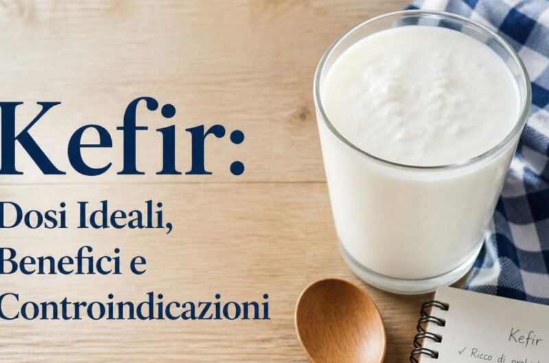 Bicchiere di kefir di latte fresco con cucchiaio di legno per la dose giornaliera raccomandata