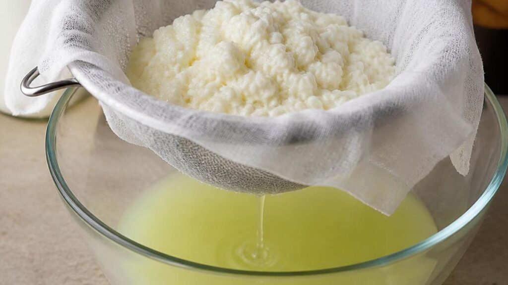 siero di kefir filtrato separato dalla parte densa